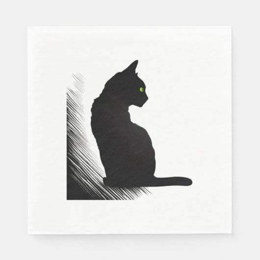Serviette En Papier Chat noir - Meow (Devant)