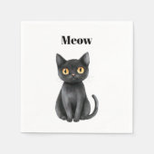 Serviette En Papier Chat Noir Miaou (Devant)