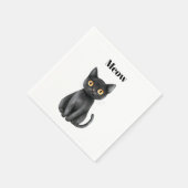 Serviette En Papier Chat Noir Miaou (Coin)