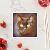 Serviette En Papier chat noir mignon (En situation)