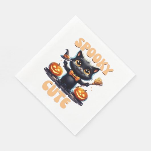 Serviette En Papier Chat noir mignon et déplaisant T-shirt classique (Coin)