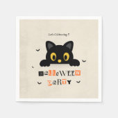 Serviette En Papier Chat noir mignon Halloween (Devant)