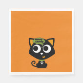 Serviette En Papier Chat noir Mmm Candy Halloween (Devant)