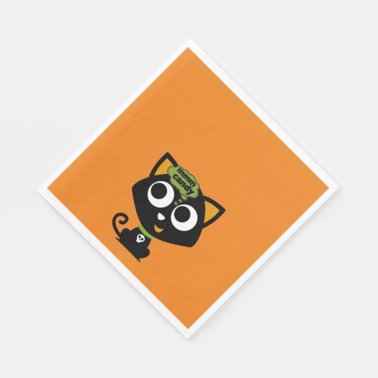 Serviette En Papier Chat noir Mmm Candy Halloween (Coin)