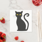 Serviette En Papier Chat noir mou (En situation)