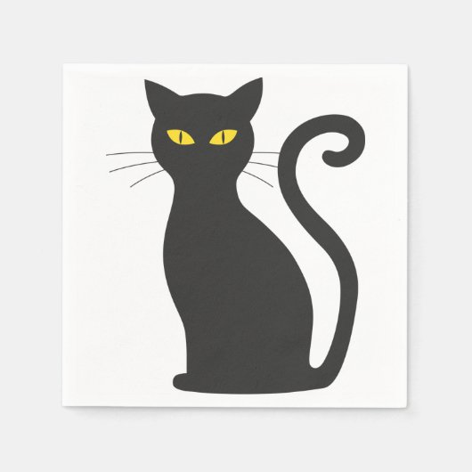 Serviette En Papier Chat noir mou (Devant)