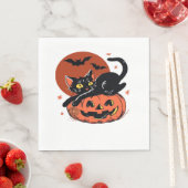 Serviette En Papier Chat noir, Nostalgique T-shirt classique Halloween (En situation)