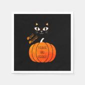 Serviette En Papier Chat noir orange Éffrayant Halloween (Devant)