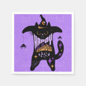 Serviette En Papier Chat noir rétro Funny Halloween (Devant)