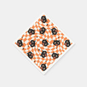 Serviette En Papier Chat noir rétro Motif chèque orange (Coin)