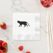 Serviette En Papier Chat Noir Silhouette Kitten Purr Meow Simple Art (En situation)
