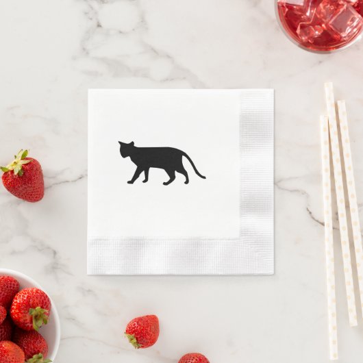 Serviette En Papier Chat Noir Silhouette Kitten Purr Meow Simple Art (En situation)