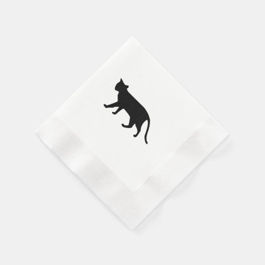 Serviette En Papier Chat Noir Silhouette Kitten Purr Meow Simple Art (Coin)