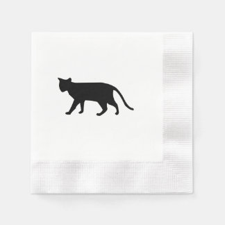 Serviette En Papier Chat Noir Silhouette Kitten Purr Meow Simple Art