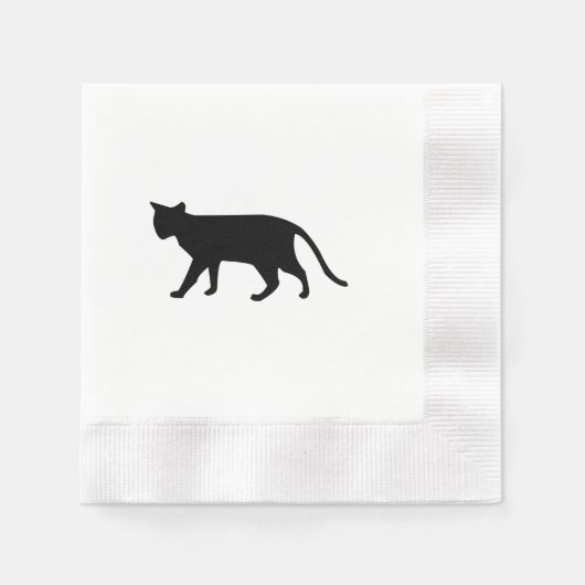 Serviette En Papier Chat Noir Silhouette Kitten Purr Meow Simple Art (Devant)