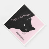Serviette En Papier Chat noir Sly rose (Coin)