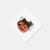 Serviette En Papier Chat noir sur le visage Citrouille Costume d'Hallo (Coin)