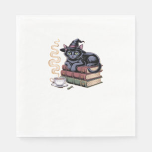 Serviette En Papier Chat noir sur les livres d'orthographe T-shirt cla
