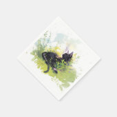 Serviette En Papier Chat noir sur papier d'herbe Naples (Coin)