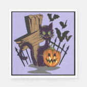 Serviette En Papier Chat noir Tombstone Chats noirs Halloween (Devant)
