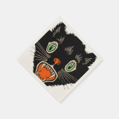 Serviette En Papier Chat noir vintage d'Halloween effrayé (Coin)