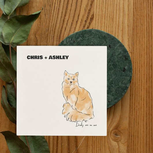 Serviette En Papier chat orange Chaton animal de compagnie Cocktail Na