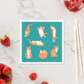 Serviette En Papier Chat orange mignon en pose (En situation)