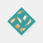 Serviette En Papier Chat orange mignon en pose (Coin)