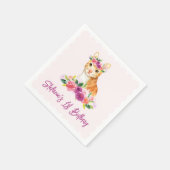 Serviette En Papier Chat orange mignon et fleurs pourpres Anniversaire (Coin)