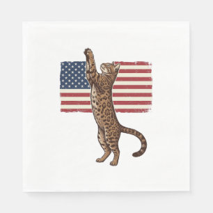 Serviette En Papier Chat patriotique Drapeau américain Design vectorie