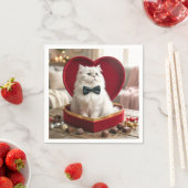 Serviette En Papier Chat Persan de la Saint-Valentin dans une boîte de (En situation)