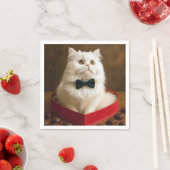 Serviette En Papier Chat Persan de la Saint-Valentin dans une boîte de (En situation)