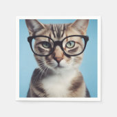Serviette En Papier Chat Portant des lunettes (Devant)