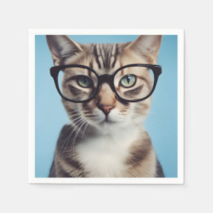Serviette En Papier Chat Portant des lunettes