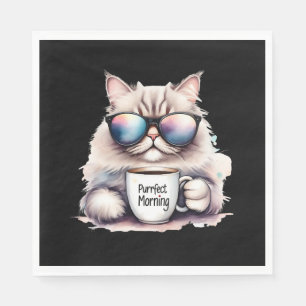 Serviette En Papier chat portant des lunettes de soleil et tenant une