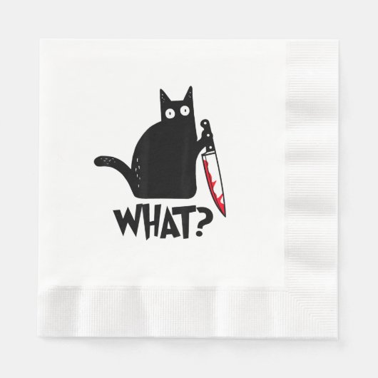 Serviette En Papier Chat Qu'est-ce que_ Drôle Chat Noir  (Devant)