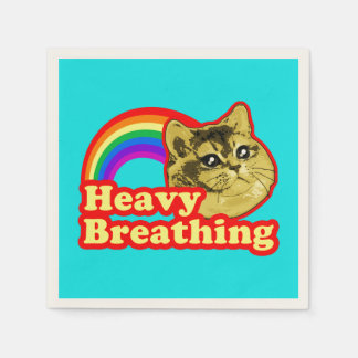Serviette En Papier Chat Respirant Lourd avec l'amour arc-en-ciel