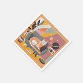 Serviette En Papier Chat Retro Illustré sur Lounger Cocktail serviette (Coin)
