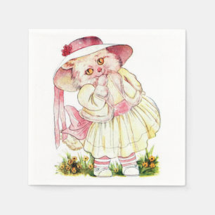 Serviette En Papier Chat rose de Priceilla