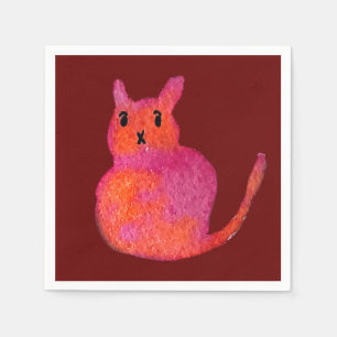 Serviette En Papier Chat rose funky chaton mignonette