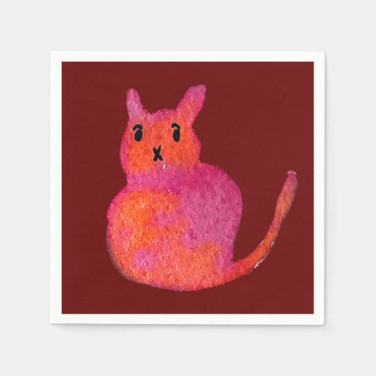 Serviette En Papier Chat rose funky chaton mignonette (Devant)