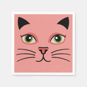 Serviette En Papier Chat Rose Rétro