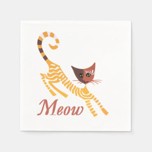 Serviette En Papier Chat rouge drôle