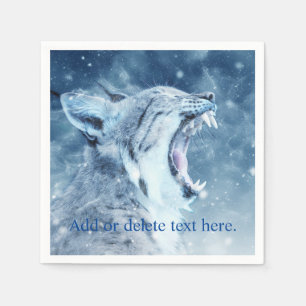 Serviette En Papier Chat sauvage dans la neige