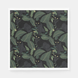 Serviette En Papier Chat sauvage noir moderne