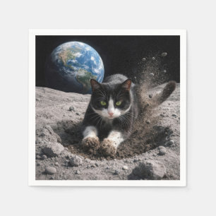 Serviette En Papier Chat Smoking Digging un cratère lunaire