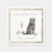 Serviette En Papier Chat sophistiqué avec Champagne et Tiara (Devant)