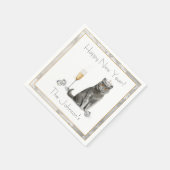 Serviette En Papier Chat sophistiqué avec Champagne et Tiara (Coin)
