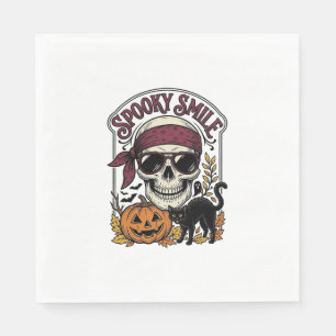 Serviette En Papier Chat squelette Halloween Graphique de citrouille v