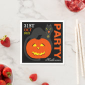 Serviette En Papier Chat sur Citrouille, fête d'Halloween (En situation)